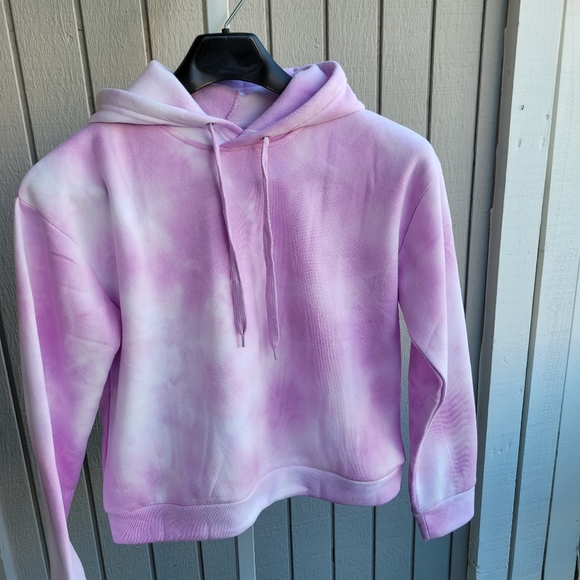 Tie-Dye Pullover Hoodie | NWOT Pink & White Ladies Small Active by Seven - Picture 15 of 15